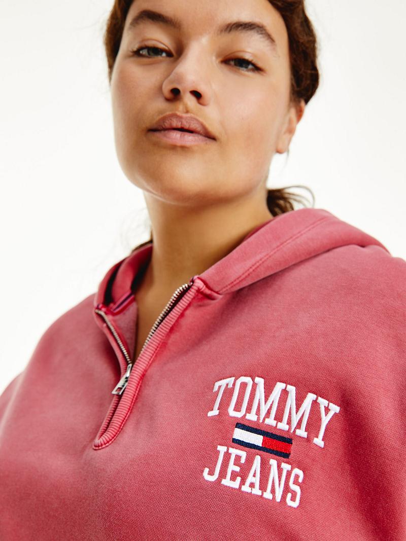 Női Tommy Hilfiger Curve Organic Pamut Collegiate Hoodies Rózsaszín | HU 140EBC